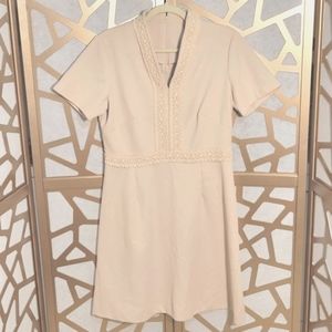 VINTAGE SEARS FASHIONS Cream Shift Dress with Crochet Detail